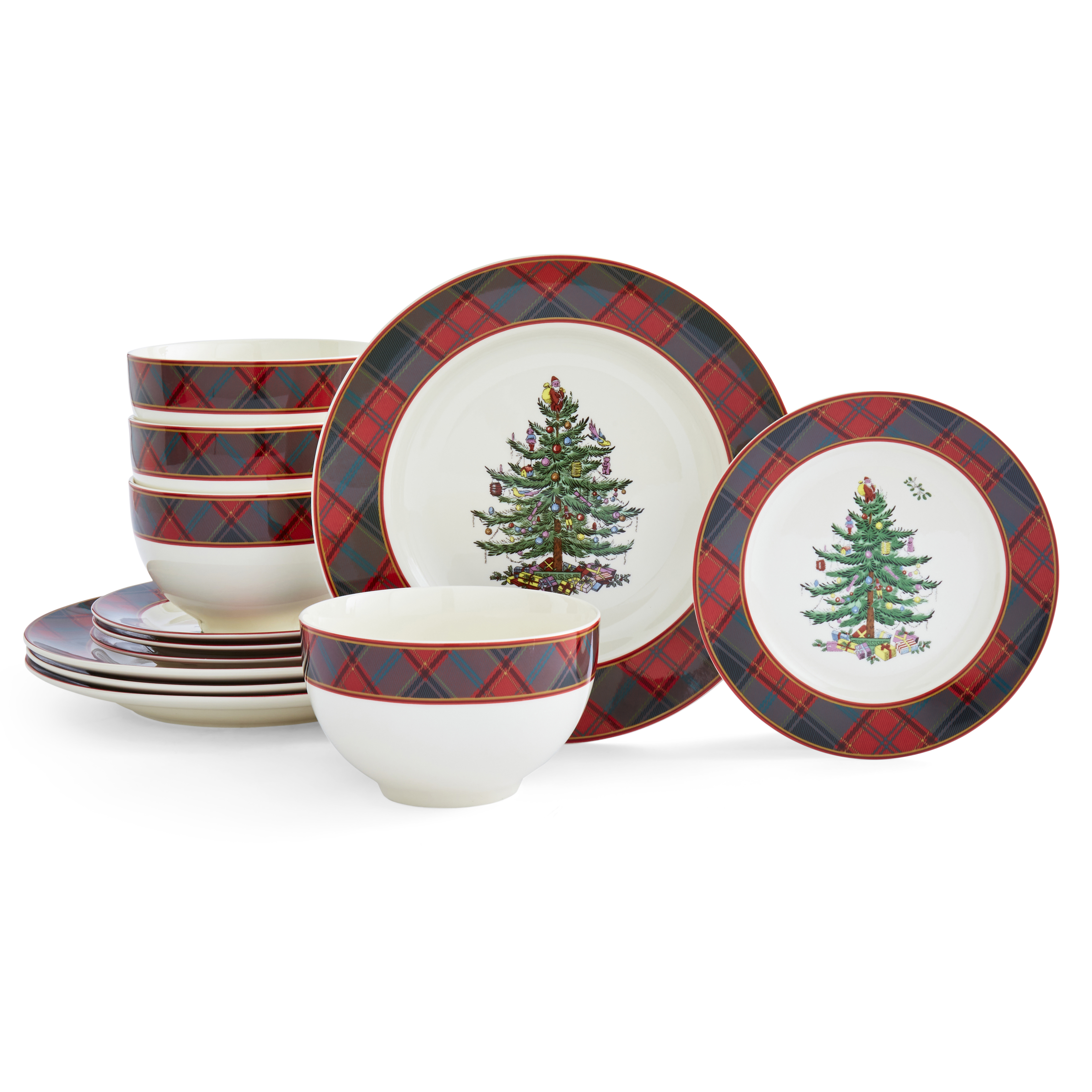 Christmas Tree Tartan 12 Piece Set image number null